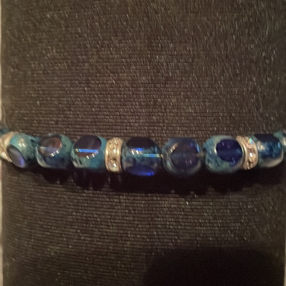 Barely worn Alex and Ani +Energy series adjustable bracelet. Blue and silver - Picture 2 of 7